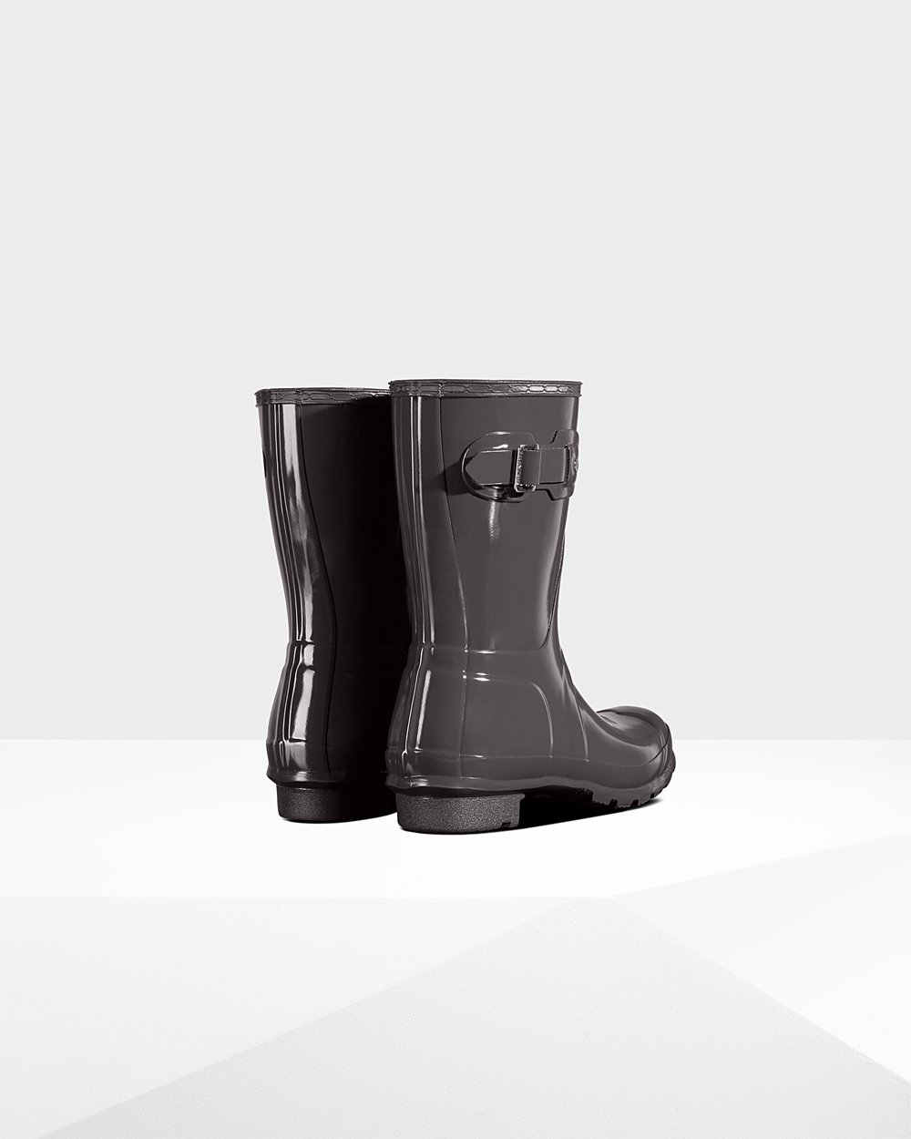 Hunter Original Gloss Short Rain Boots - Store Womens Grey - BAKLIG852